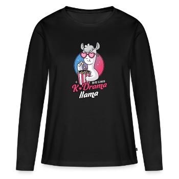 K-Drama Llama - Women's Premium Organic Long Sleeve Shirt - black - Front - Julia (174cm)