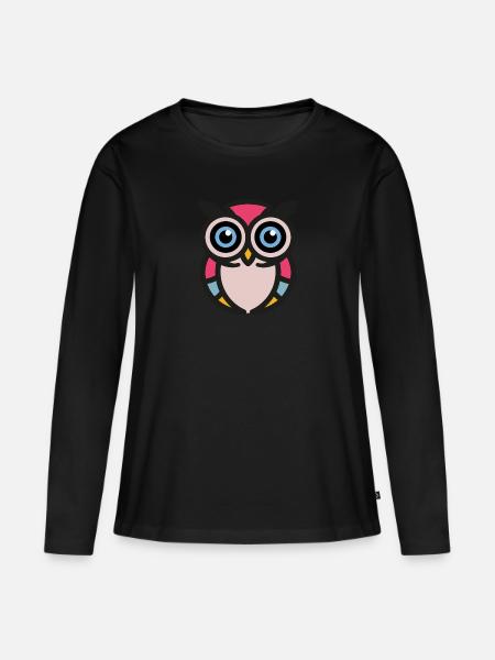 Bunte Eule - Frauen Premium Bio Langarmshirt -