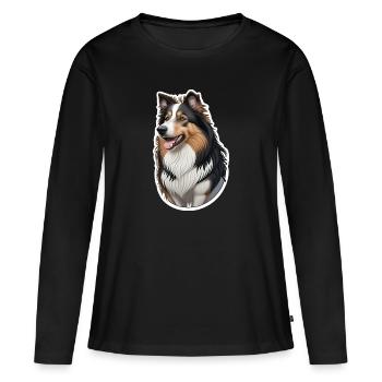Collie - Frauen Premium Bio Langarmshirt - Schwarz - Vorne - Julia (174cm)