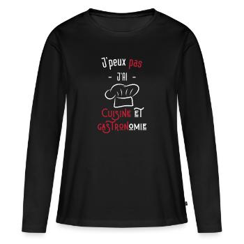 j'peux pas j'ai cuisine et gastronomie - T-shirt manches longues Premium bio Femme - noir - Devant - Julia (174cm)