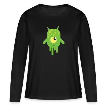 Monstre visqueux vert - T-shirt manches longues Premium bio Femme - noir - Devant - Julia (174cm)