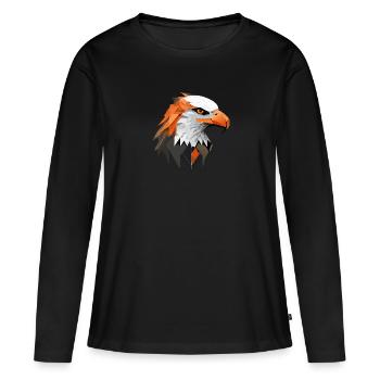 Aigle, Géométrique, Illustration, Abstrait, Oiseau - T-shirt manches longues Premium bio Femme - noir - Devant - Julia (174cm)