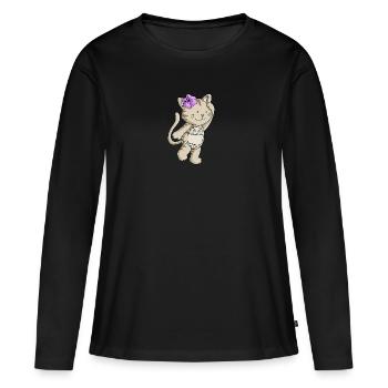 bande dessinée de chat Bikini - T-shirt manches longues Premium bio Femme - noir - Devant - Julia (174cm)