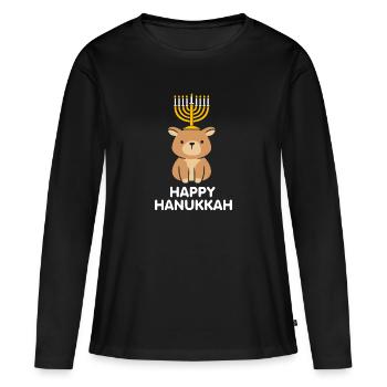 Hanoucca - T-shirt manches longues Premium bio Femme - noir - Devant - Julia (174cm)