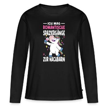 Ich Mag Romantische Spaziergänge Zur Nachbarin - Frauen Premium Bio Langarmshirt - Schwarz - Vorne - Julia (174cm)