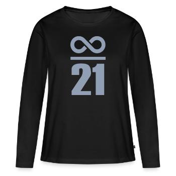 Infini par 21 millions de bitcoins - T-shirt manches longues Premium bio Femme - noir - Devant - Julia (174cm)