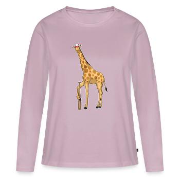Batte de baseball girafe - T-shirt manches longues Premium bio Femme - rose poudré - Devant - Julia (174cm)