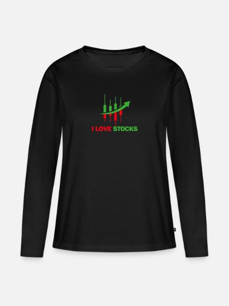 Aktienliebe - Frauen Premium Bio Langarmshirt - Schwarz