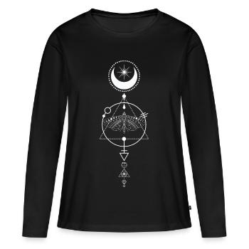 Alchemie der Himmlischen Motte Glyphe - Frauen Premium Bio Langarmshirt - Schwarz - Vorne - Julia (174cm)