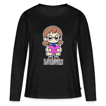 Bin eher zurückhaltend und introvertiert - Frauen Premium Bio Langarmshirt - Schwarz - Vorne - Julia (174cm)