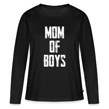 Maman de garçons - T-shirt manches longues Premium bio Femme - noir - Devant - Julia (174cm)