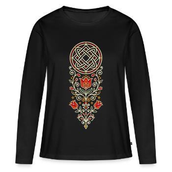 Ornement populaire de Łada - T-shirt manches longues Premium bio Femme - noir - Devant - Julia (174cm)