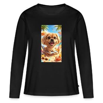 Mila au soleil - T-shirt manches longues Premium bio Femme - noir - Devant - Julia (174cm)