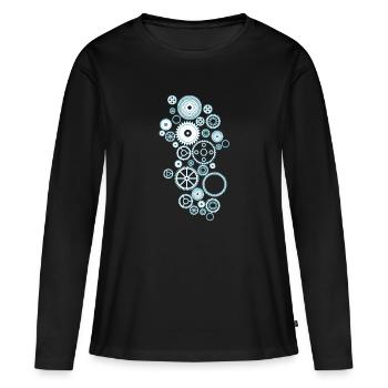 Gears - T-shirt manches longues Premium bio Femme - noir - Devant - Julia (174cm)