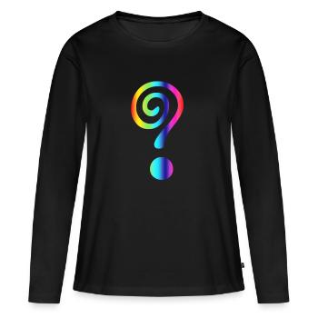 Points d’interrogation - T-shirt manches longues Premium bio Femme - noir - Devant - Julia (174cm)