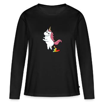 Mignon drôle drôle fable de licornes de Licorne - T-shirt manches longues Premium bio Femme - noir - Devant - Julia (174cm)