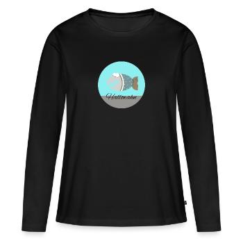 Theodör, Zombiefisch mit rundem Hintergrund - Frauen Premium Bio Langarmshirt - Schwarz - Vorne - Julia (174cm)