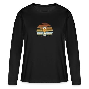 Comic Dodo Retro Sunset Funny Bird - T-shirt manches longues Premium bio Femme - noir - Devant - Julia (174cm)