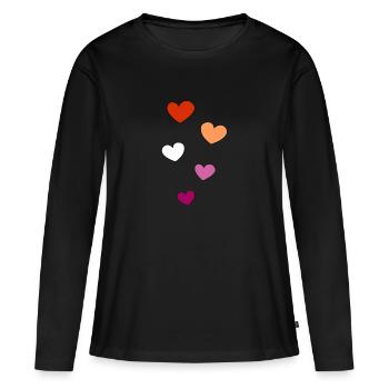 Leichte Herzen - Frauen Premium Bio Langarmshirt - Schwarz - Vorne - Julia (174cm)