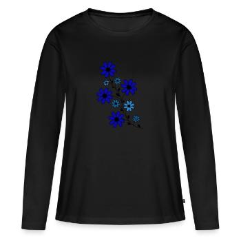 Flowers blue - Women's Premium Organic Long Sleeve Shirt - black - Front - Julia (174cm)