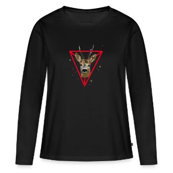 DEER DEER DEER BOIS NEON 90S SHIRT MOTIF CADEAU - T-shirt manches longues Premium bio Femme - noir - Devant - Julia (174cm)