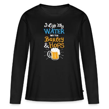 Ich mag mein Wasser mit Gerste & Hopfen-Geschenk - Frauen Premium Bio Langarmshirt - Schwarz - Vorne - Julia (174cm)