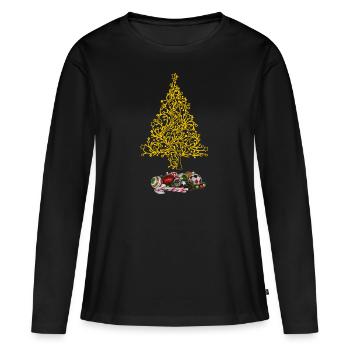 Weihnachtsbaum - Frauen Premium Bio Langarmshirt - Schwarz - Vorne - Julia (174cm)