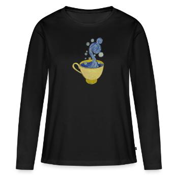 Starry Coffee, Starry Night - Vincent - Women's Premium Organic Long Sleeve Shirt - black - Front - Julia (174cm)