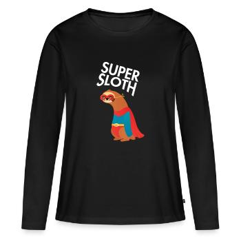 Sloth Superhero - T-shirt manches longues Premium bio Femme - noir - Devant - Julia (174cm)