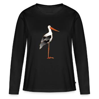 cigogne - T-shirt manches longues Premium bio Femme - noir - Devant - Julia (174cm)