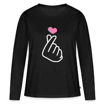 K Pop Finger Korean Pop K-Pop Snap Music Geschenk - Frauen Premium Bio Langarmshirt - Schwarz - Vorne - Julia (174cm)