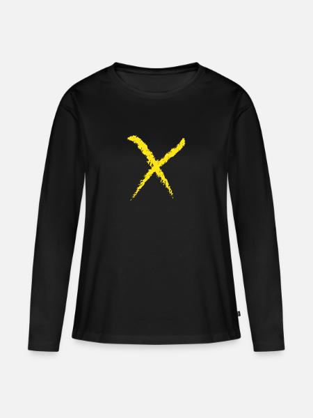 X - Frauen Premium Bio Langarmshirt - Schwarz