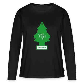 Speichern Sie einen Baum - Frauen Premium Bio Langarmshirt - Schwarz - Vorne - Julia (174cm)