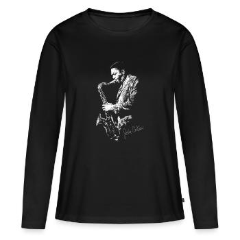 Dessin à la craie de John Coltrane - T-shirt manches longues Premium bio Femme - noir - Devant - Julia (174cm)
