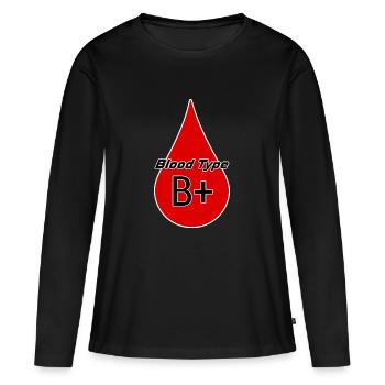 Blutgruppe Rhesusfaktor B positiv als Geschenkidee - Frauen Premium Bio Langarmshirt - Schwarz - Vorne - Julia (174cm)