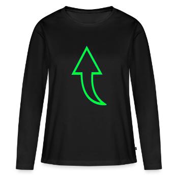 Pfeil nach oben - Frauen Premium Bio Langarmshirt - Schwarz - Vorne - Julia (174cm)