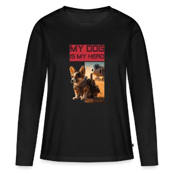 Welsh Corgi Pembroke as hero and watchdog - Women's Premium Organic Long Sleeve Shirt - black - Front - Julia (174cm)