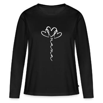 Nana Scripture Heart Flower - Women's Premium Organic Long Sleeve Shirt - black - Front - Julia (174cm)