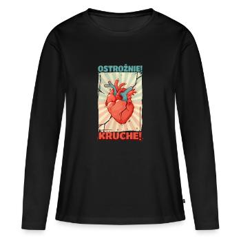 Sei vorsichtig! Zerbrechliches Herz! - Frauen Premium Bio Langarmshirt - Schwarz - Vorne - Julia (174cm)