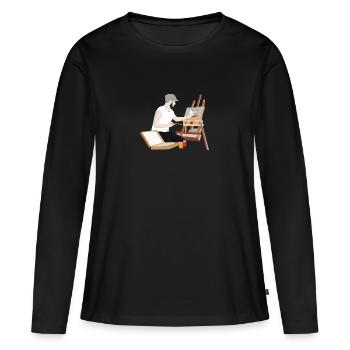 Painter Draw Painting Paint Picture - Women's Premium Organic Long Sleeve Shirt - black - Front - Julia (174cm)