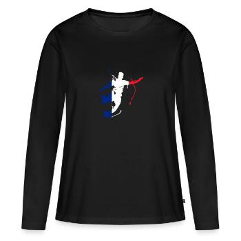 France - T-shirt manches longues Premium bio Femme - noir - Devant - Julia (174cm)