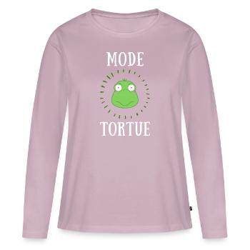 mode tortue - T-shirt manches longues Premium bio Femme - rose poudré - Devant - Julia (174cm)