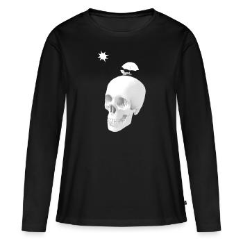 Crâne plage avec parasol solaire - T-shirt manches longues Premium bio Femme - noir - Devant - Julia (174cm)