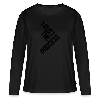 faire confiance au processus Devis - T-shirt manches longues Premium bio Femme - noir - Devant - Julia (174cm)
