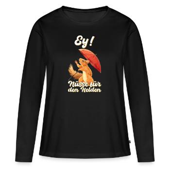 Eichhörnchen Nuss Nüsse Geschenk - Frauen Premium Bio Langarmshirt - Schwarz - Vorne - Julia (174cm)