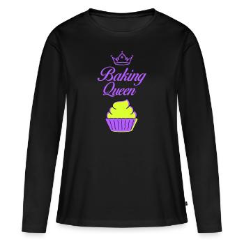 baking queen - Frauen Premium Bio Langarmshirt - Schwarz - Vorne - Julia (174cm)