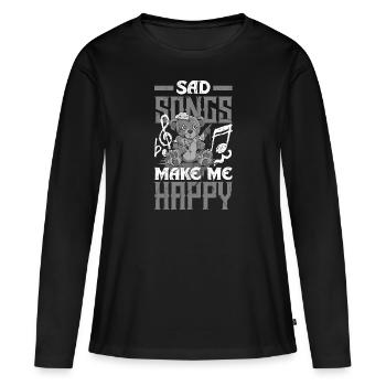 Emoticon Sad Songs Make Me Happy Emocore Esthétique - T-shirt manches longues Premium bio Femme - noir - Devant - Julia (174cm)
