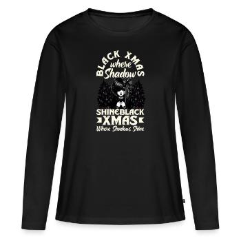 Noël noir où les ombres brillent Esthétique Emocore - T-shirt manches longues Premium bio Femme - noir - Devant - Julia (174cm)