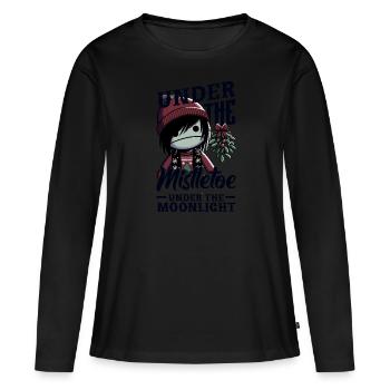 Sous le gui Sous le clair de lune Emocore - T-shirt manches longues Premium bio Femme - noir - Devant - Julia (174cm)