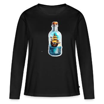 Ship in a Bottle / Message in a Bottle / Ahoy / Anchor - Women's Premium Organic Long Sleeve Shirt - black - Front - Julia (174cm)